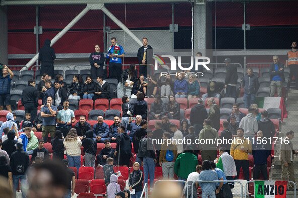 Fans of Italy before the UEFA Nations League 2024/25 League A Group A2 match between Israel and Italy at Bozsik Arena Stadium in Budapest, H...