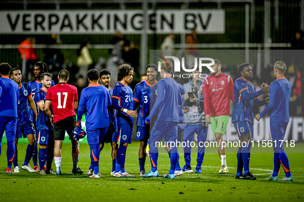 Netherlands player Gjivaj Zechiel and Netherlands player Ryan Flamingo during the match between the Netherlands and Georgia at the Covebo St...