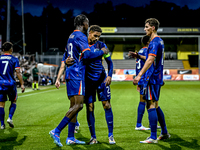 Netherlands players Emmanuel Emegha, Devyne Rensch, and Ruben van Bommel during the match between the Netherlands and Georgia at the Covebo...