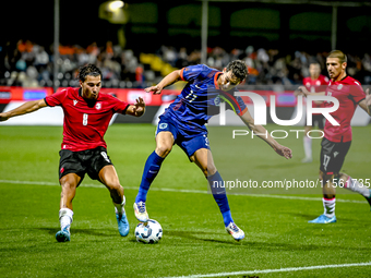 Georgia player Nodari Lominadze and Netherlands player Ruben van Bommel during the match between the Netherlands and Georgia at the Covebo S...