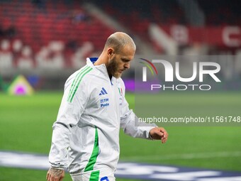 Federico Di Marco of Italy enters the pitch before the UEFA Nations League 2024/25 League A Group A2 match between Israel and Italy at Bozsi...