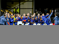 Players of the Netherlands celebrate the win and qualification for the EK 2025 during the match between the Netherlands and Georgia at the C...