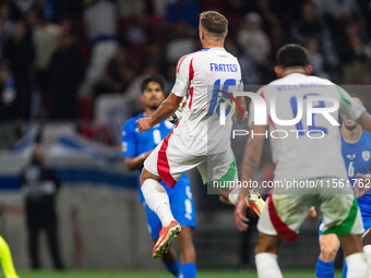 Davide Frattesi of Italy is in action during the UEFA Nations League 2024/25 League A Group A2 match between Israel and Italy at Bozsik Aren...