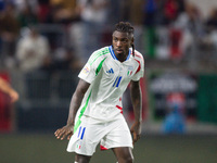 Moise Kean of Italy is in action during the UEFA Nations League 2024/25 League A Group A2 match between Israel and Italy at Bozsik Arena Sta...