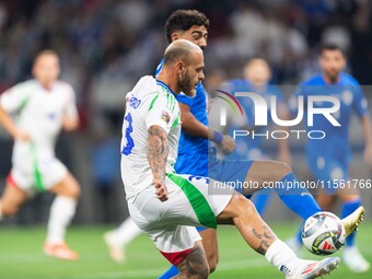 Federico Di Marco of Italy is in action during the UEFA Nations League 2024/25 League A Group A2 match between Israel and Italy at Bozsik Ar...