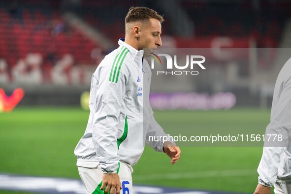 Davide Frattesi of Italy enters the pitch before the UEFA Nations League 2024/25 League A Group A2 match between Israel and Italy at Bozsik...