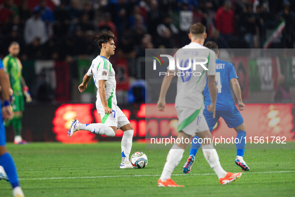 Samuele Ricci of Italy is in action during the UEFA Nations League 2024/25 League A Group A2 match between Israel and Italy at Bozsik Arena...