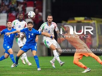 Federico Gatti and Moise Kean of Italy are in action during the UEFA Nations League 2024/25 League A Group A2 match between Israel and Italy...