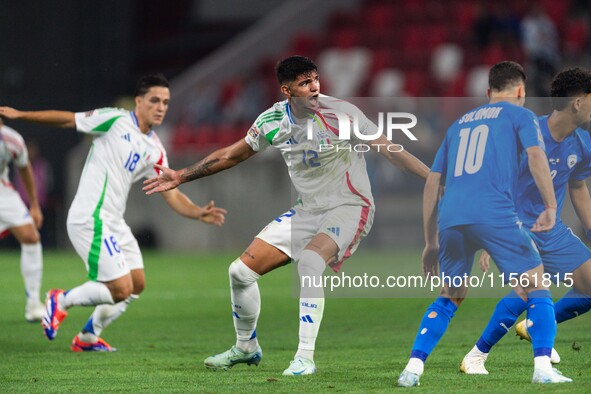 Raoul Bellanova of Italy is in action during the UEFA Nations League 2024/25 League A Group A2 match between Israel and Italy at Bozsik Aren...