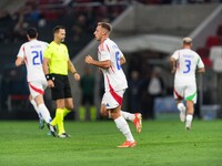 Davide Frattesi of Italy is in action during the UEFA Nations League 2024/25 League A Group A2 match between Israel and Italy at Bozsik Aren...