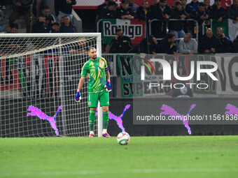 Gianluigi Donnarumma of Italy is in action during the UEFA Nations League 2024/25 League A Group A2 match between Israel and Italy at Bozsik...