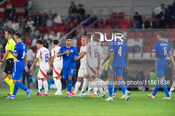 Davide Frattesi celebrates his goal with teammates during the UEFA Nations League 2024/25 League A Group A2 match between Israel and Italy a...