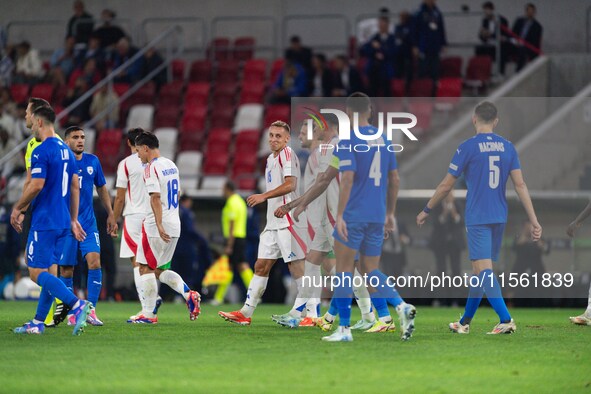 Davide Frattesi celebrates his goal with teammates during the UEFA Nations League 2024/25 League A Group A2 match between Israel and Italy a...