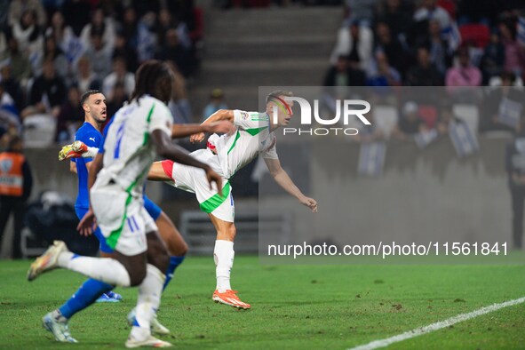 Davide Frattesi scores his goal during the UEFA Nations League 2024/25 League A Group A2 match between Israel and Italy at Bozsik Arena Stad...