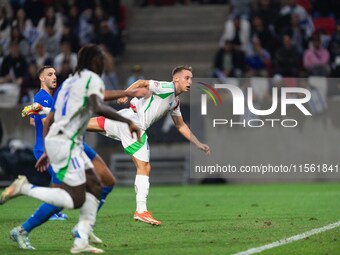 Davide Frattesi scores his goal during the UEFA Nations League 2024/25 League A Group A2 match between Israel and Italy at Bozsik Arena Stad...