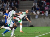 Davide Frattesi scores his goal during the UEFA Nations League 2024/25 League A Group A2 match between Israel and Italy at Bozsik Arena Stad...