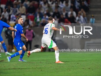 Davide Frattesi scores his goal during the UEFA Nations League 2024/25 League A Group A2 match between Israel and Italy at Bozsik Arena Stad...