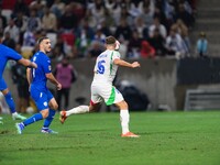 Davide Frattesi scores his goal during the UEFA Nations League 2024/25 League A Group A2 match between Israel and Italy at Bozsik Arena Stad...