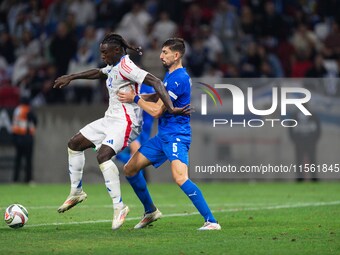 Moise Kean of Italy is in action during the UEFA Nations League 2024/25 League A Group A2 match between Israel and Italy at Bozsik Arena Sta...