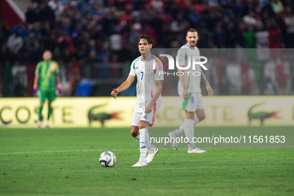 Samuele Ricci of Italy is in action during the UEFA Nations League 2024/25 League A Group A2 match between Israel and Italy at Bozsik Arena...