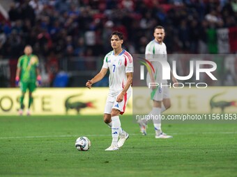 Samuele Ricci of Italy is in action during the UEFA Nations League 2024/25 League A Group A2 match between Israel and Italy at Bozsik Arena...