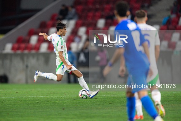 Samuele Ricci of Italy is in action during the UEFA Nations League 2024/25 League A Group A2 match between Israel and Italy at Bozsik Arena...