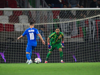 Gianluigi Donnarumma of Italy is in action during the UEFA Nations League 2024/25 League A Group A2 match between Israel and Italy at Bozsik...