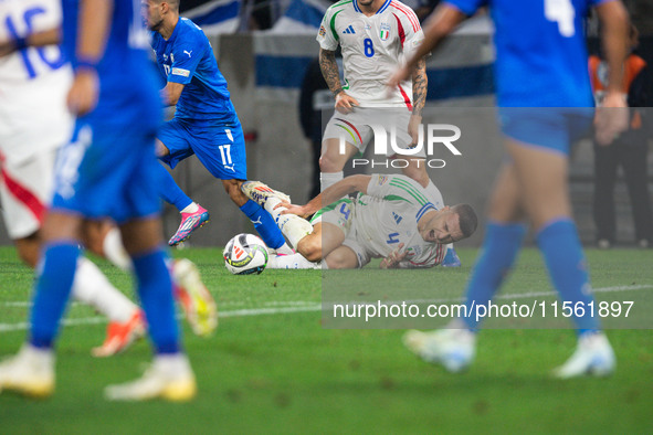 Alessandro Buongiorno of Italy is in action during the UEFA Nations League 2024/25 League A Group A2 match between Israel and Italy at Bozsi...