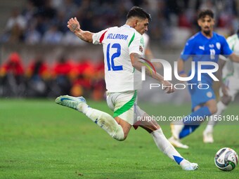 Raoul Bellanova of Italy is in action during the UEFA Nations League 2024/25 League A Group A2 match between Israel and Italy at Bozsik Aren...