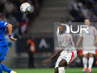 Moise Kean of Italy is in action during the UEFA Nations League 2024/25 League A Group A2 match between Israel and Italy at Bozsik Arena Sta...