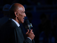 DETROIT,MICHIGAN-SEPTEMBER 8: NBC Sports Analyst Tony Dungy speaks during a segment prior to an NFL football game between the Los Angeles Ra...