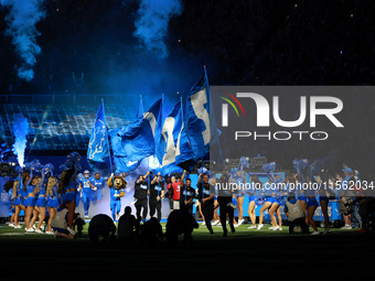 DETROIT,MICHIGAN-SEPTEMBER 8: The Detroit Lions team take the field during an NFL football game between the Los Angeles Rams and the Detroit...