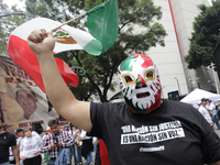 A judiciary worker shouts slogans against the judicial reform proposed by current President Andres Manuel Lopez Obrador while demonstrating...