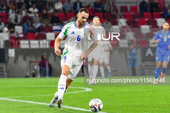 Federico Gatti in action during Israel vs Italy: matchday 2 of UEFA Nations League 2024-2025, in Budapest, Hungary, on September 9, 2024 