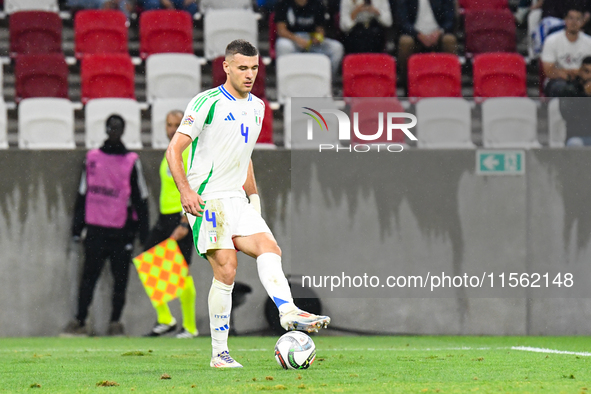 Alessandro Buongiorno is in action during Israel vs Italy: matchday 2 of UEFA Nations League 2024-2025, at Bozsik Arena in Budapest, Hungary...