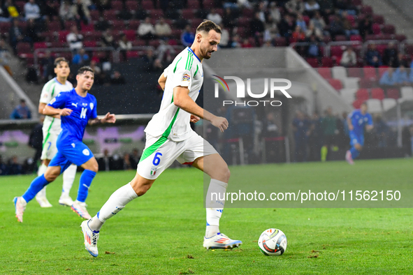 Federico Gatti in action during Israel vs Italy: matchday 2 of UEFA Nations League 2024-2025, in Budapest, Hungary, on September 9, 2024 