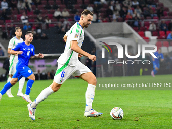 Federico Gatti in action during Israel vs Italy: matchday 2 of UEFA Nations League 2024-2025, in Budapest, Hungary, on September 9, 2024 (