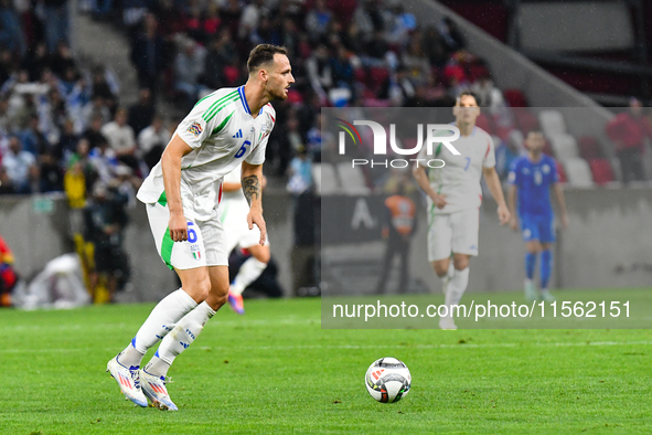 Federico Gatti in action during Israel vs Italy: matchday 2 of UEFA Nations League 2024-2025, in Budapest, Hungary, on September 9, 2024 