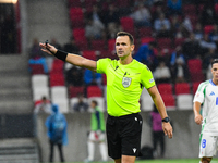 Ivan Kruzliak officiates during the Israel vs Italy match on matchday 2 of the UEFA Nations League 2024-2025 at Bozsik Arena in Budapest, Hu...