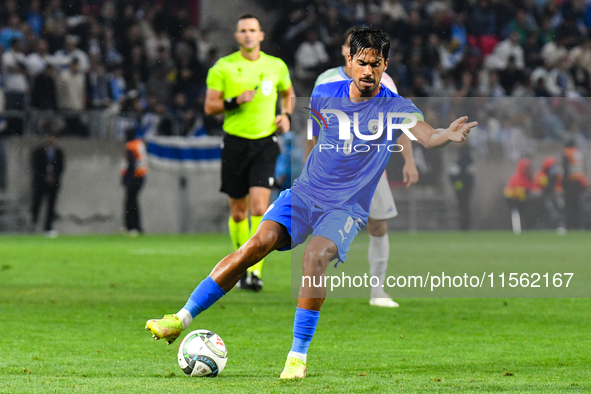 Dor Peretz is in action during Israel vs Italy: matchday 2 of UEFA Nations League 2024-2025, in Budapest, Hungary, on September 9, 2024, at...