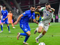 Alessandro Buongiorno and Mahmoud Jaber are in action during Israel vs. Italy, matchday 2 of the UEFA Nations League 2024-2025, in Budapest,...