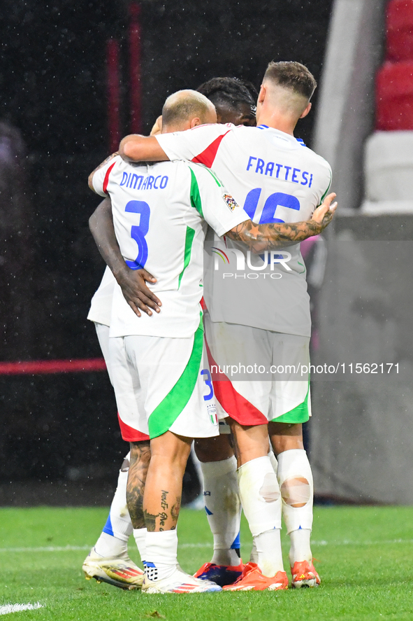 Players of Italy celebrate during Israel vs Italy: matchday 2 of UEFA Nations League 2024-2025, in Budapest, Hungary, on September 9, 2024,...