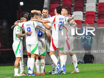 Players of Italy celebrate during Israel vs Italy: matchday 2 of UEFA Nations League 2024-2025, in Budapest, Hungary, on September 9, 2024,...