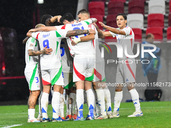 Players of Italy celebrate during Israel vs Italy: matchday 2 of UEFA Nations League 2024-2025, in Budapest, Hungary, on September 9, 2024,...