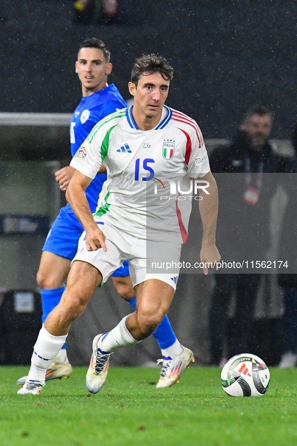 Andrea Cambiaso is in action during Israel vs Italy: matchday 2 of UEFA Nations League 2024-2025, at Bozsik Arena, in Budapest, Hungary, on...