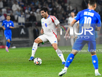 Sandro Tonali is in action during Israel vs Italy: matchday 2 of UEFA Nations League 2024-2025, at Bozsik Arena in Budapest, Hungary, on Sep...