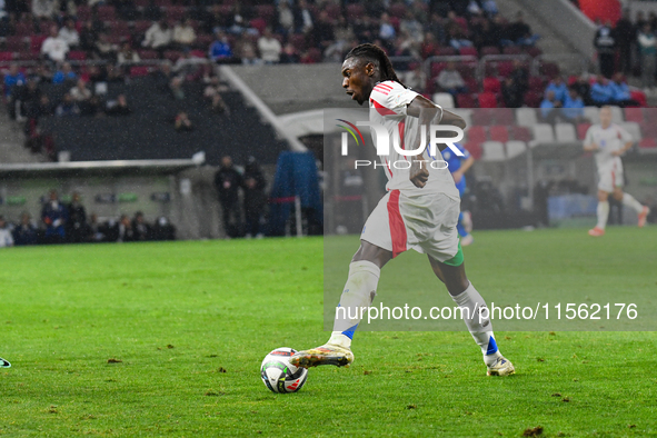 Moise Kean is in action during Israel vs Italy: matchday 2 of UEFA Nations League 2024-2025, at Bozsik Arena, in Budapest, Hungary, on Septe...