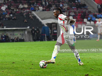 Moise Kean is in action during Israel vs Italy: matchday 2 of UEFA Nations League 2024-2025, at Bozsik Arena, in Budapest, Hungary, on Septe...