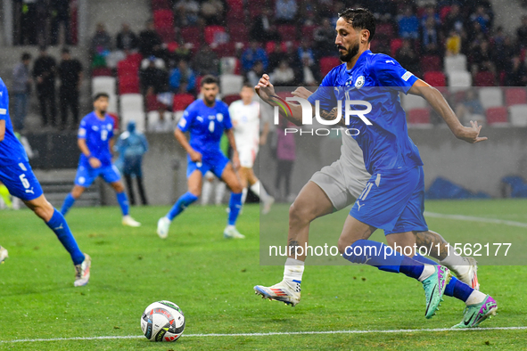 Sagiv Jehezkel is in action during Israel vs Italy: matchday 2 of UEFA Nations League 2024-2025, in Budapest, Hungary, on September 9, 2024,...