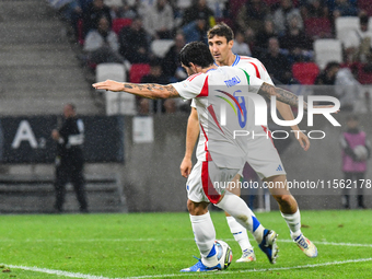 Sandro Tonali is in action during Israel vs Italy: matchday 2 of UEFA Nations League 2024-2025, at Bozsik Arena in Budapest, Hungary, on Sep...